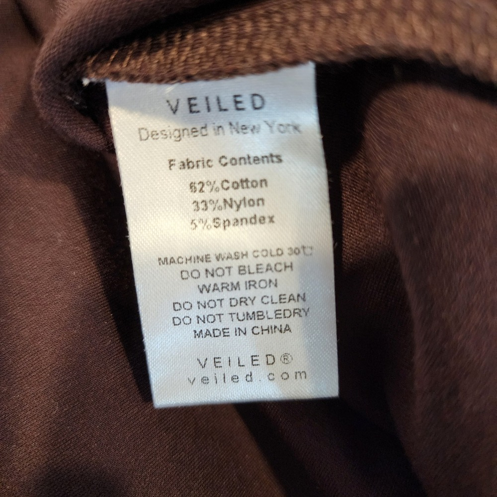 Veiled Modest Maxi Dress Gown Womens XL Espresso Brown Stretch Heavy Minimalist - Picture 9 of 10
